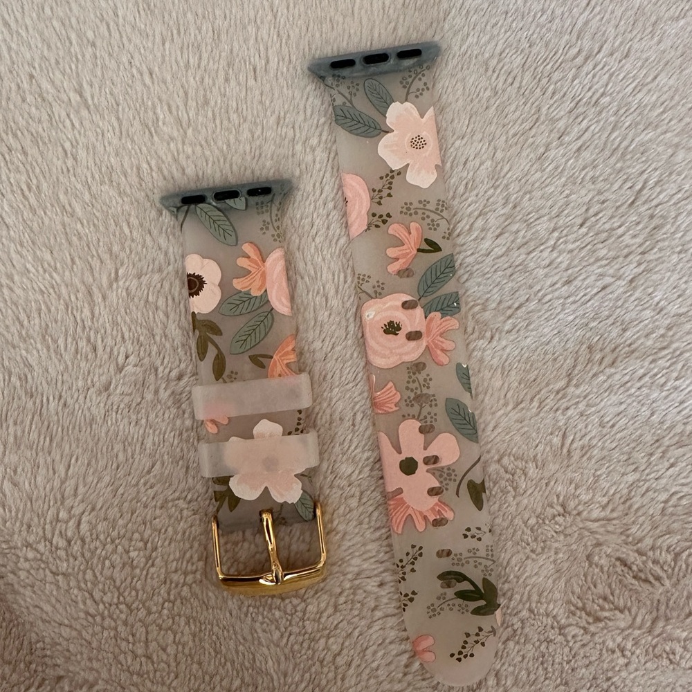 Floral Rifle Paper Co. Apple Watch band silicone flowers roses